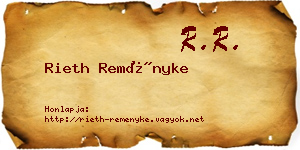Rieth Reményke névjegykártya
